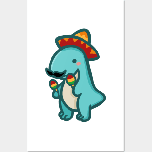 Mexican T-Rex, cute Dino, Dinosaur Posters and Art